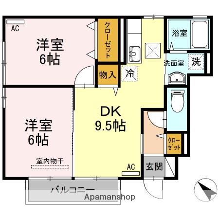 プリマヴェーラ(2DK/1階)の間取り写真