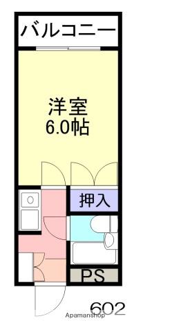 アビタシオンドゥ(1K/6階)の間取り写真