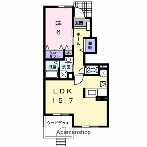 ソルデルフリオB(1LDK/1階)の間取り写真