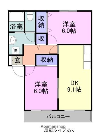 ボナール寿B棟(2LDK/2階)の間取り写真