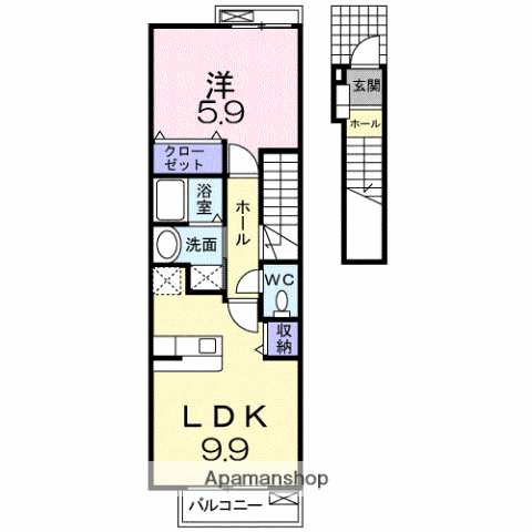 デフィ・チョーA(1LDK/2階)の間取り写真