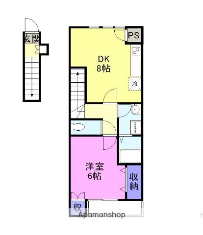 グランシティ D棟(1DK/2階)の間取り写真