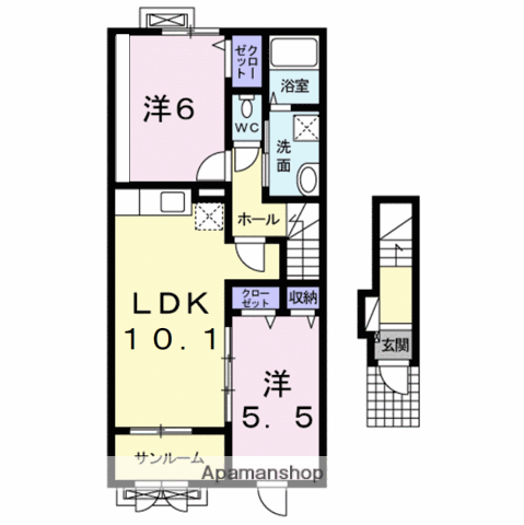 ベルシェリルB(2LDK/2階)の間取り写真