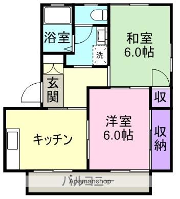 サンシティU E棟(2DK/1階)の間取り写真