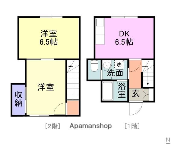 パープル(2DK/1階)の間取り写真