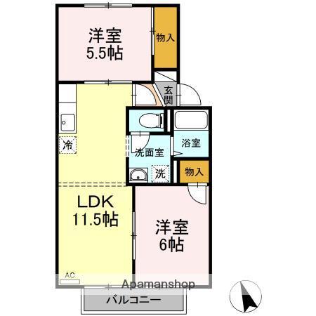 プリムローズ(2LDK/2階)の間取り写真