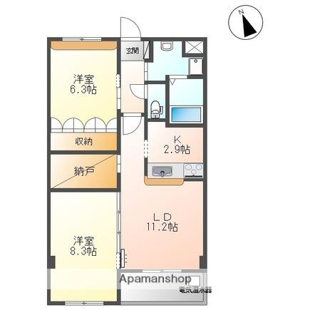 フレアマンション2(2SLDK/2階)の間取り写真