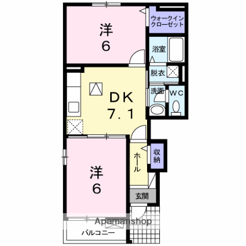 アンベリールⅡ(2DK/1階)の間取り写真