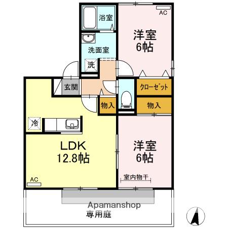 コンフォートⅠ(2LDK/1階)の間取り写真