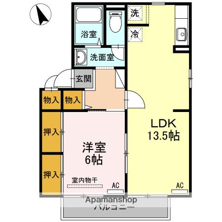 ルミエールみなみ(1LDK/2階)の間取り写真