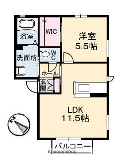 シエスタ(1LDK/2階)の間取り写真