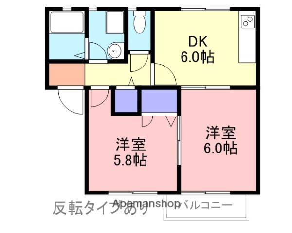 ドゥファミーユ(2DK/2階)の間取り写真