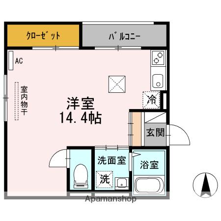 サンエクセルC棟(ワンルーム/2階)の間取り写真