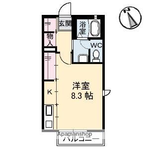 ハッピーチャイム(ワンルーム/1階)の間取り写真