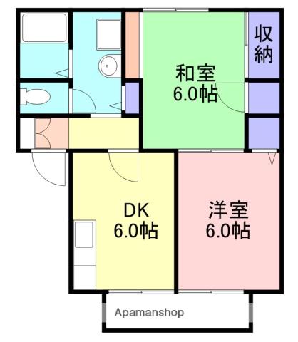 ツインコート八田 A(2DK/1階)の間取り写真