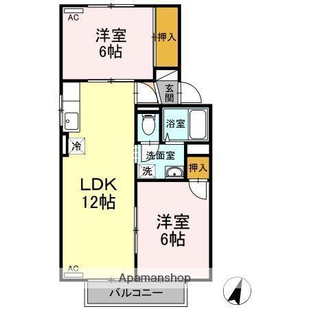 マスカレード(2LDK/2階)の間取り写真