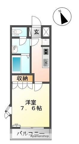 サンライズK(1K/2階)の間取り写真