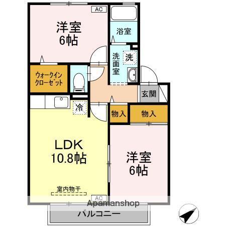 リバーポートあきA棟(2LDK/2階)の間取り写真