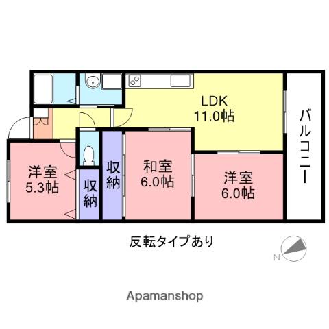 グランデ渡辺(3LDK/5階)の間取り写真