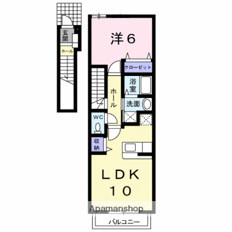 オリエント中島A(1LDK/2階)の間取り写真