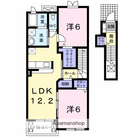 シュティル ブリーゼA(2LDK/2階)の間取り写真