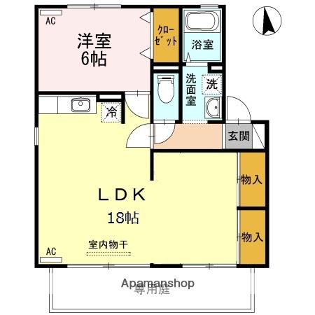 野いちご(1LDK/1階)の間取り写真