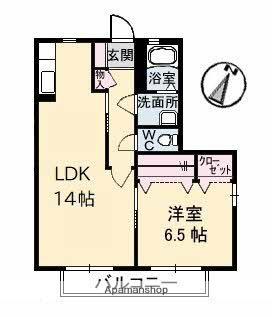 プログレスB棟(1LDK/2階)の間取り写真