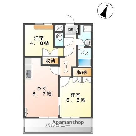 サンフラワー(2DK/1階)の間取り写真