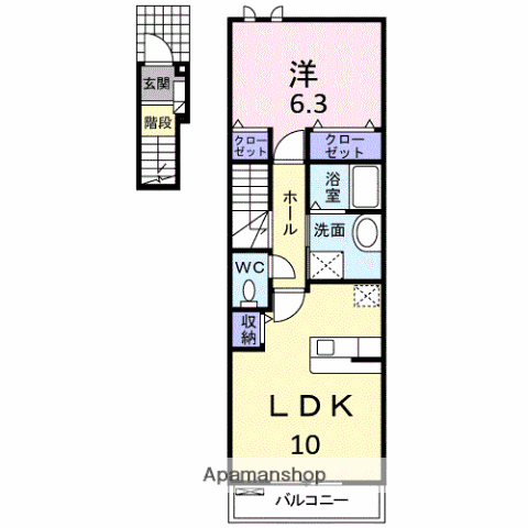 プチ・プランタンⅤ(1LDK/2階)の間取り写真