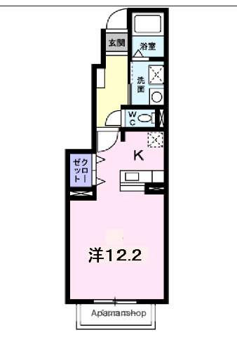 プラージュベル(ワンルーム/1階)の間取り写真