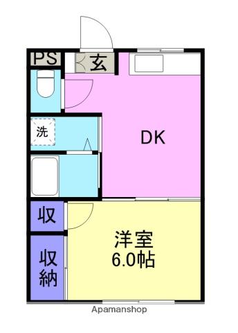 クリーンハイツB棟(1DK/1階)の間取り写真