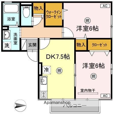 フレールM(2DK/2階)の間取り写真