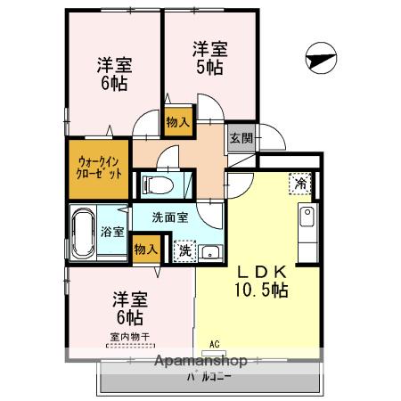 リビングタウン弓ヶ浜G棟(3LDK/2階)の間取り写真