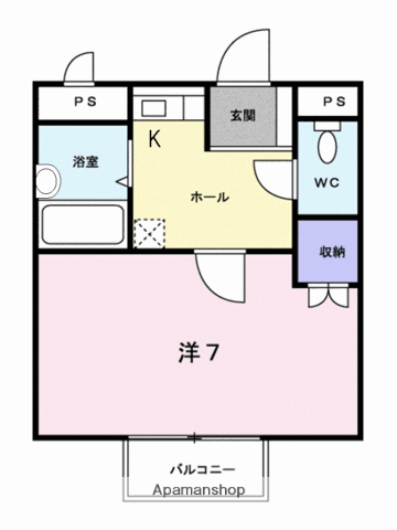 ガーデンスクウェア(1K/2階)の間取り写真