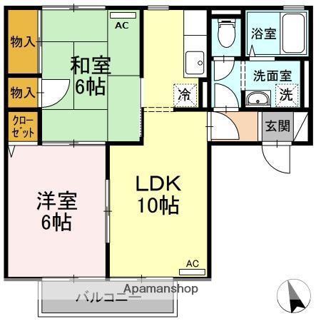 パストラル米原B棟(2LDK/2階)の間取り写真