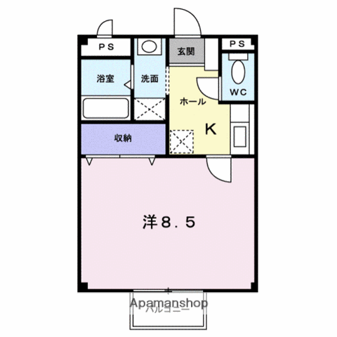 ファインC(1K/2階)の間取り写真