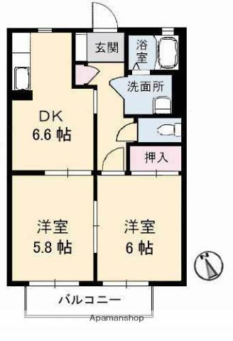 フォレストハイツ(2DK/1階)の間取り写真