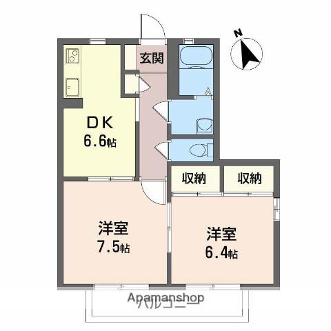 フォレストハイツ(2DK/1階)の間取り写真