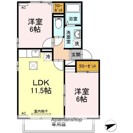 TMKホープⅡ M棟(2LDK/1階)の間取り写真