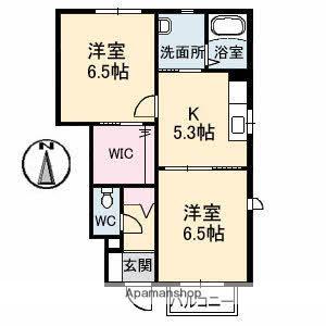 T・H・サルーテ A棟(2DK/1階)の間取り写真