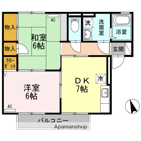 パストラル米原A棟(2DK/2階)の間取り写真