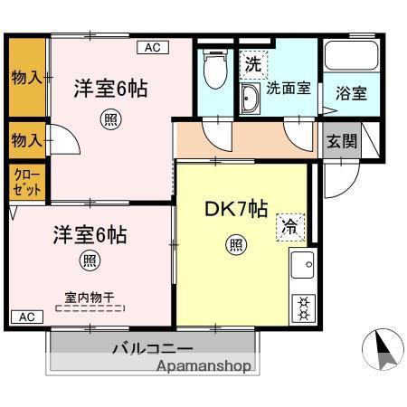 パストラル米原A棟(2DK/1階)の間取り写真