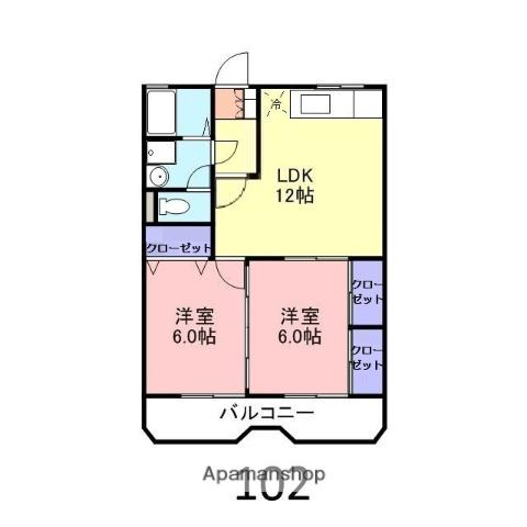 アリイ・ヴィラ(2LDK/1階)の間取り写真