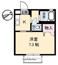 ヴィラージュ(1K/1階)の間取り写真