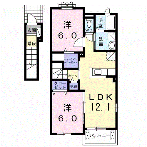 メゾン・エフォール琴浦B(2LDK/2階)の間取り写真