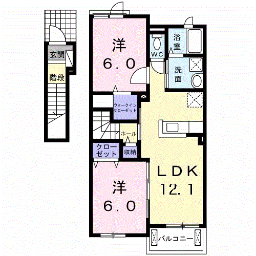 メゾン・エフォール琴浦A(2LDK/2階)の間取り写真