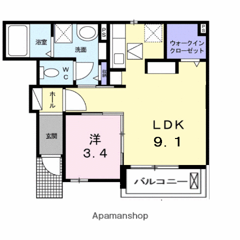 ラルーチェ(1LDK/1階)の間取り写真