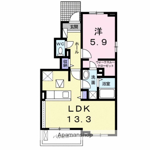ブリッサ B(1LDK/1階)の間取り写真
