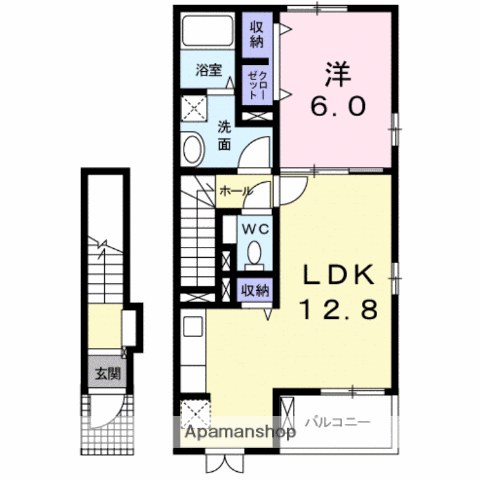 ショコラータ(1LDK/2階)の間取り写真