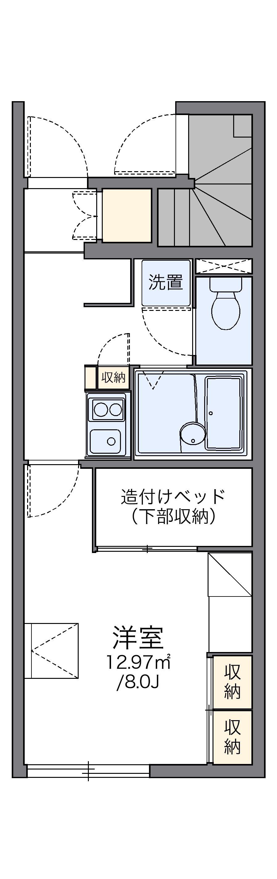 レオパレスメルベーユⅡ(1K/1階)の間取り写真